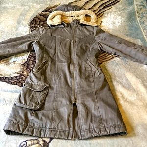 Ladies Long Hoodlamb Coat size M